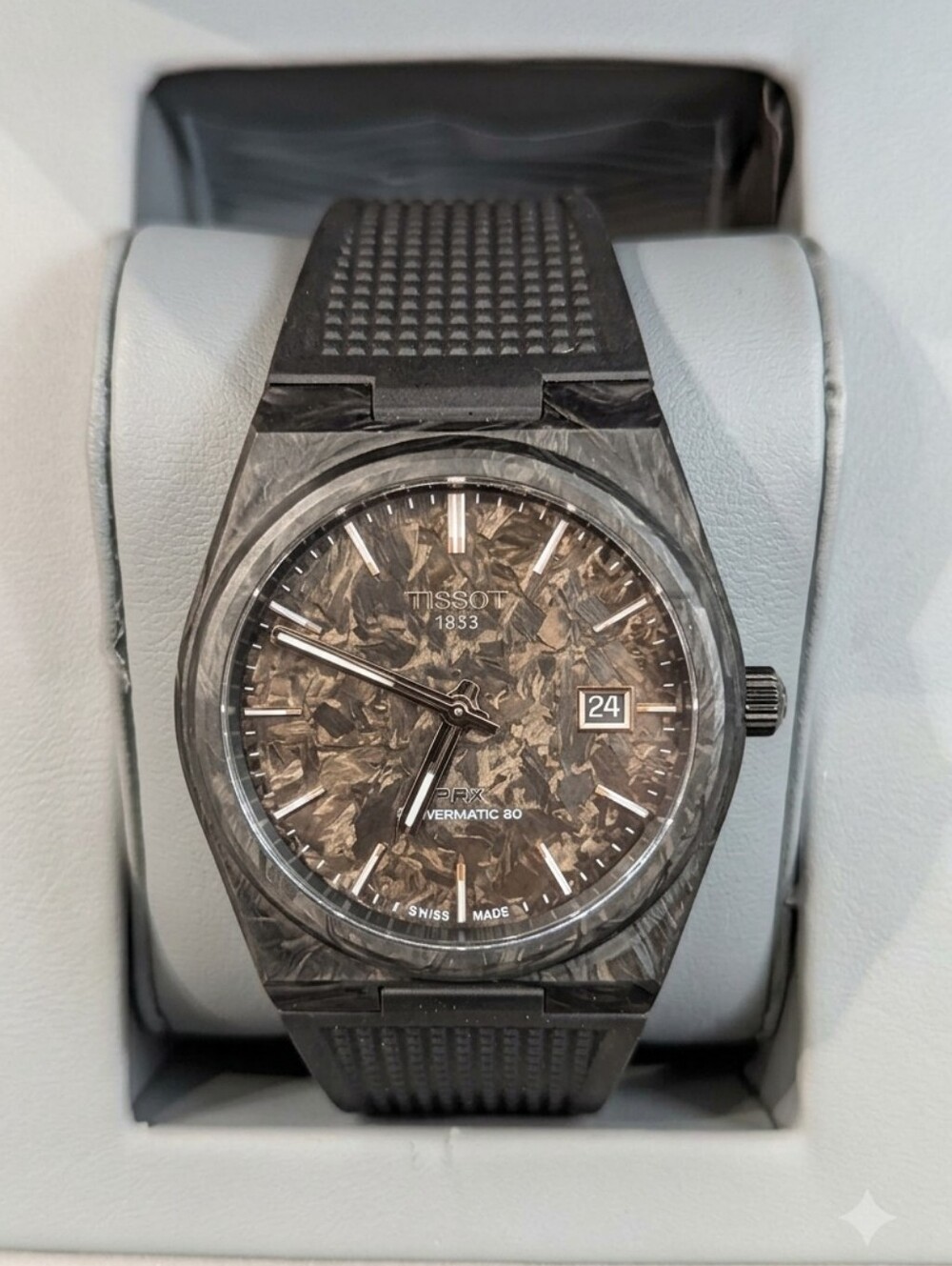 Tissot PRX Carbon-Pattern Dial Watch - Black